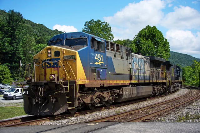 FILE - A CSX freight pulls through Ohiopyle, Pa., on Tuesday, Aug. 19, 2025. (AP Photo/Gene J. Puskar, file)