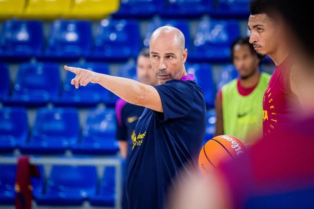 Joan Peñarroya, en uno de los entrenamientos del Barça en el Palau Blaugrana.