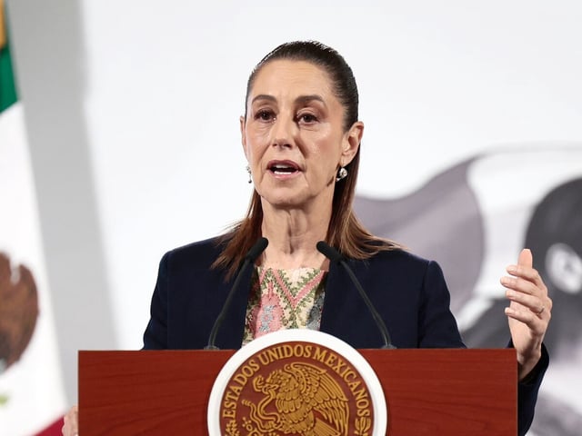 La presidenta de México, Claudia Sheinbaum, este lunes en Palacio Nacional