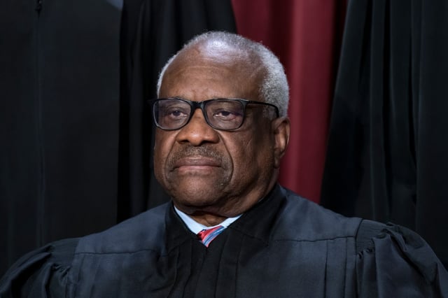 Supreme Court Justice Clarence Thomas said the precedent principle is “not some sort of talismanic deal where you can just say ‘stare decisis’ and not think, turn off the brain,” according to ABC News. (J. SCOTT APPLEWHITE/AP FILE)