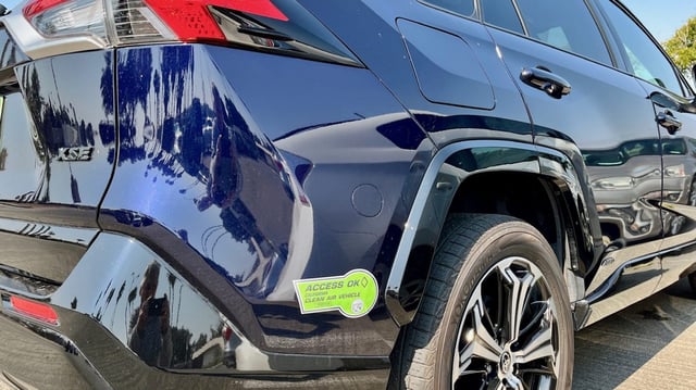 The Clean Air Vehicle Decal Program, that allows cars that qualify as zero-emissions vehicles to drive in HOV lanes even if there is just one person in the car, is scheduled to end soon.
(Rob Nikolewski/The San Diego Union-Tribune)