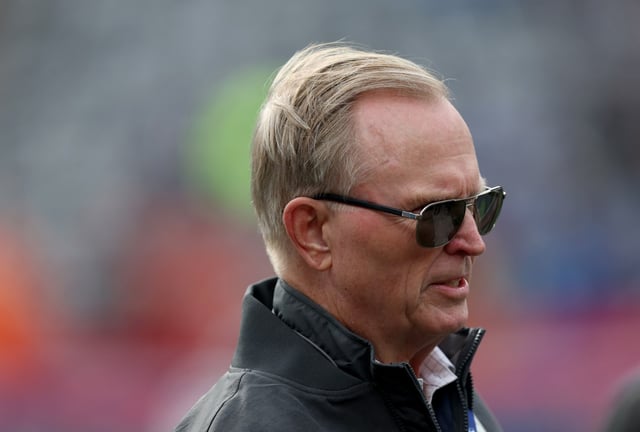 EAST RUTHERFORD, NEW JERSEY – NOVEMBER 24: New York Giants owner John Mara stands on the sideline before the game between the Giants and the Tampa Bay Buccaneers at MetLife Stadium on November 24, 2024 in East Rutherford, New Jersey. (Photo by Elsa/Getty Images)