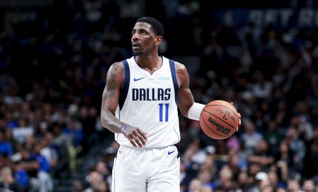 Feb 27, 2025; Dallas, Texas, USA;  Dallas Mavericks guard Kyrie Irving (11) controls the ball against the Charlotte Hornets during the second half at American Airlines Center. Mandatory Credit: Kevin Jairaj-Imagn Images/ File Photo