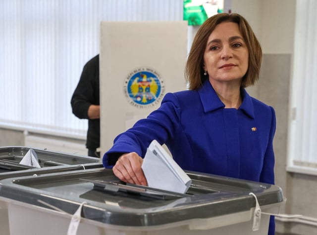La présidente moldave, Maia Sandu, le 28 septembre 2025, lors des élections législatives.