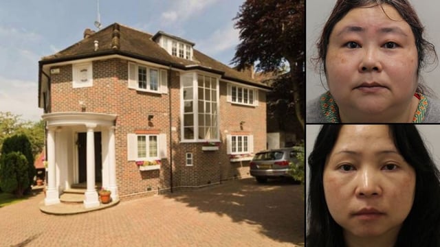 Zhimin Qian, top right, fled to Britain after defrauding investors in China. Jian Wen, a takeaway worker, laundered the proceeds and rented a large house in north London