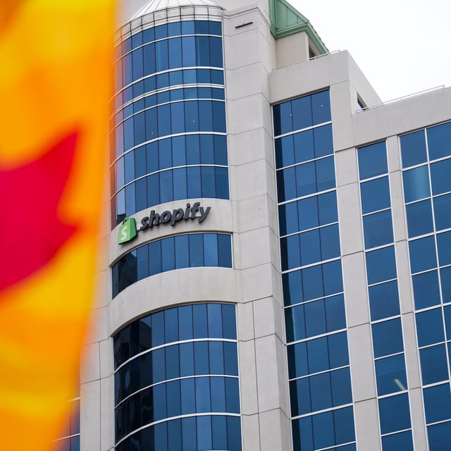 Shopify Inc. headquarters signage in Ottawa on Tuesday, May 3, 2022.