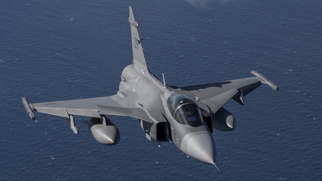 A Swedish Air Force JAS 39 Gripen (U.S. Air Force photo by Tech. Sgt. Emili Koonce)