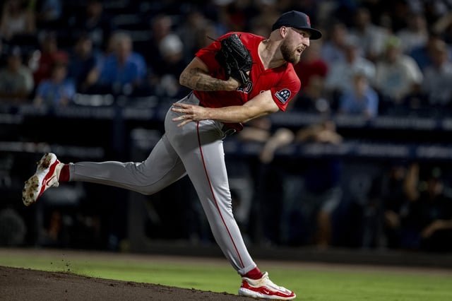 TAMPA, FLORIDA - SEPTEMBER 19: Garrett Crochet #35 of the Boston Red Sox pitches during the first inning of a game against the Tampa Bay Rays on September 19, 2025 at George M. Steinbrenner Field in Tampa, Florida. (Photo by Maddie Malhotra/Boston Red Sox/Getty Images)