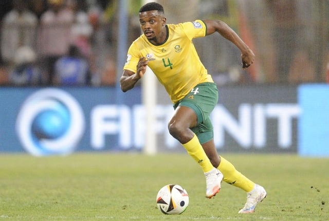 Bafana Bafana’s Teboho Mokoena in action during the 2026 Fifa World Cup qualifier in Bloemfontein against Lesotho on 5 September 2025. The illegal fielding of Mokoena in a March match has led to a Fifa sanction. (Photo: Charlé Lombard / Gallo Images)