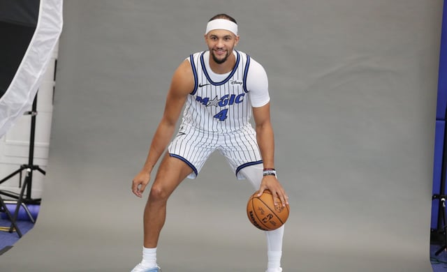 Orlando Magic guard Jalen Suggs is pictured during Orlando Magic Media Day at the AdventHealth Training Center on Monday, September 29, 2025. (Stephen M. Dowell/Orlando Sentinel)