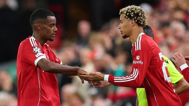 Ekitike says he can envision playing alongside Isak, left, adding that no big club would “just have one striker in the squad”
