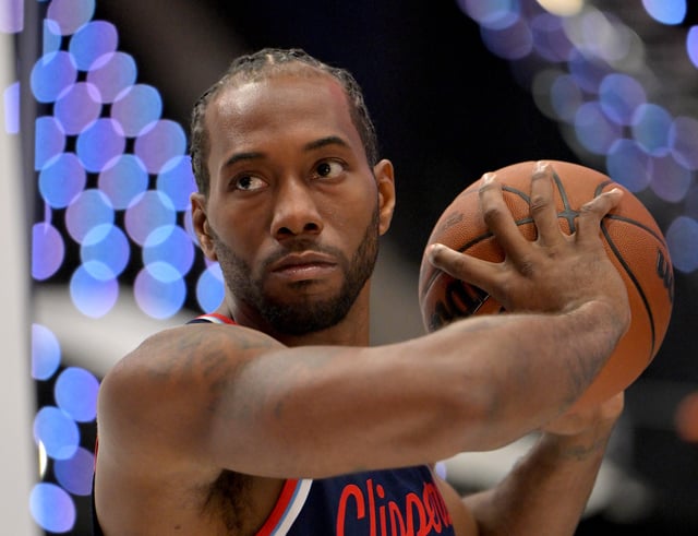 Forward Kawhi Leonard poses during Los Angeles Clippers media day on Sept. 29, 2025.