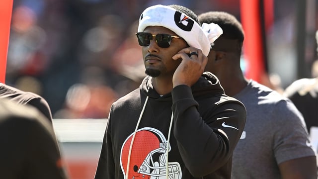 Sep 7, 2025; Cleveland, Ohio, USA; Cleveland Browns quarterback Deshaun Watson (4) during the second half against the Cincinnati Bengals at Huntington Bank Field. Mandatory Credit: Ken Blaze-Imagn Images