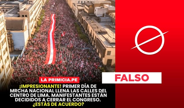 Esta foto no muestra calle de Centro de Lima llena de manifestantes de la 'Generación Z': es de protesta contra Pedro Castillo