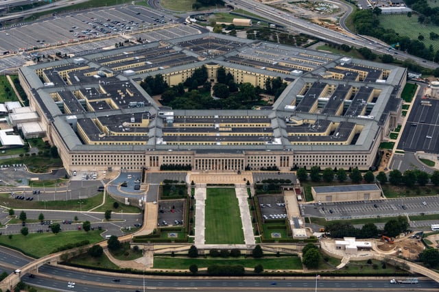 The Pentagon, the headquarters for the U.S. Department of Defense, is seen from the air, Saturday, Sept. 20, 2025, in Arlington, Va. (AP Photo/Alex Brandon)