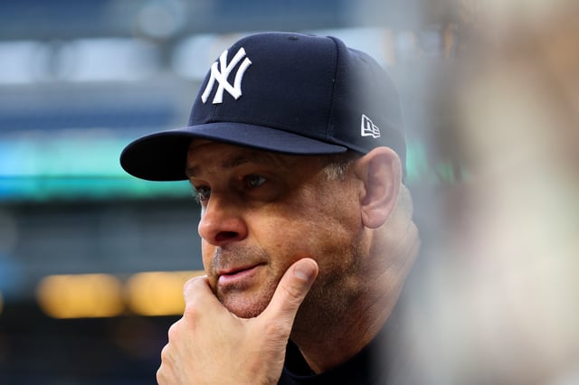 NEW YORK, NY - SEPTEMBER 25: Manager, Aaron Boone #17 of the New York Yankees looks on during batting practice before the game against the Chicago White Sox at Yankee Stadium on September 25, 2025 in New York, New York. (Photo by New York Yankees/Getty Images)