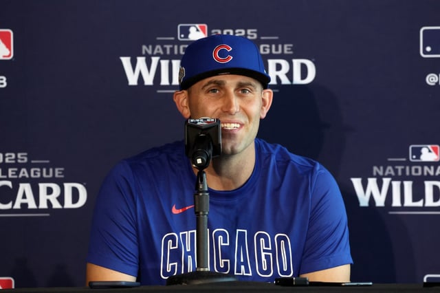 Chicago Cubs pitcher Matthew Boyd speaks to the media at Wrigley Field on Monday, Sept. 29, 2025, as the team gets ready to face the Padres in a wild-card playoff series starting on Tuesday. Boyd will start game 1. (Terrence Antonio James/Chicago Tribune)