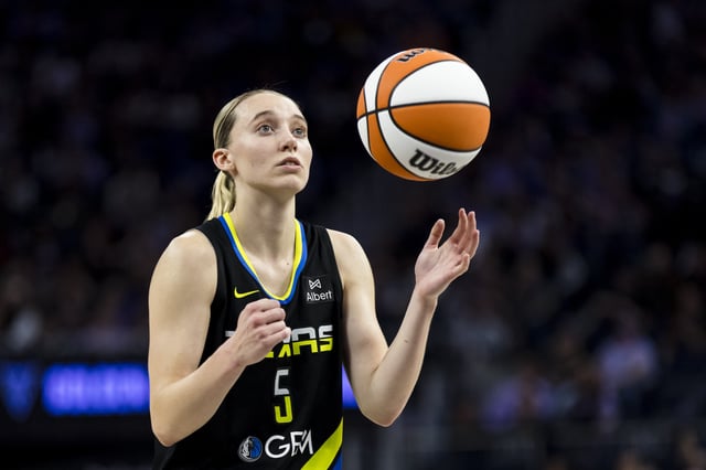Sep 4, 2025; San Francisco, California, USA;  Dallas Wings guard Paige Bueckers (5) prepares to take a free throw against the Golden State Valkyries during the second half at Chase Center. Mandatory Credit: John Hefti-Imagn Images/ File Photo