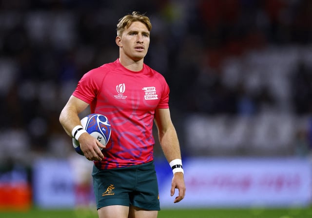 Rugby Union - Rugby World Cup 2023 - Pool C - Wales v Australia - OL Stadium, Lyon, France - September 24, 2023 Australia's Tate Mcdermott during the warm up before the match REUTERS/Sarah Meyssonnier