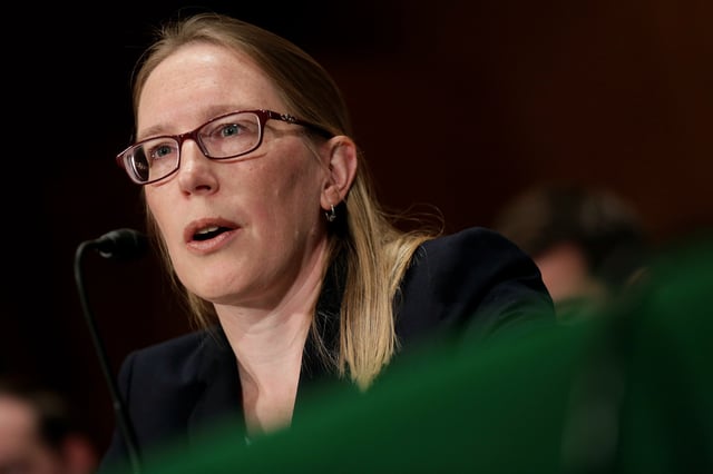 Hester Peirce testifies to the Senate Banking, Housing and Urban Affairs Committee on her nomination to be a member of the Securities and Exchange Commission on Capitol Hill in Washington, U.S., October 24, 2017.   REUTERS/Joshua Roberts