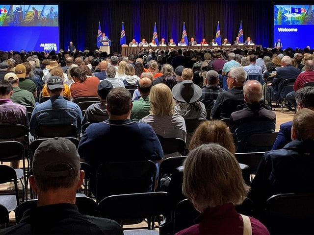 It was nearly a full house at the last Alberta Next panel town hall at the Equi-Plex in Spruce Meadows in Calgary on Monday, Sept. 29, 2025.