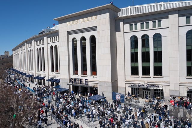 Yankees fans make their way into Yankee Stadium for the Bronx Bombers' home opener against the Milwaukee Brewers Thursday, March 27, 2025 in the Bronx, New York. (Barry Williams/ New York Daily News)