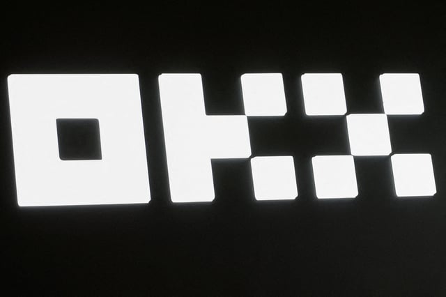 The logo of OKX cryptocurrency exchange is seen at Hong Kong Web3 Festival, in Hong Kong, China April 13, 2023. REUTERS/Tyrone Siu