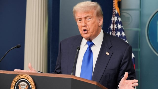 FILE PHOTO: U.S. President Donald Trump speaks to the media, after the U.S. Supreme Court dealt a blow to the power of federal judges by restricting their ability to grant broad legal relief in cases as the justices acted in a legal fight over President Donald Trump's bid to limit birthright citizenship, in the Press Briefing Room at the White House in Washington D.C., June 27, 2025. REUTERS/Ken Cedeno/File Photo