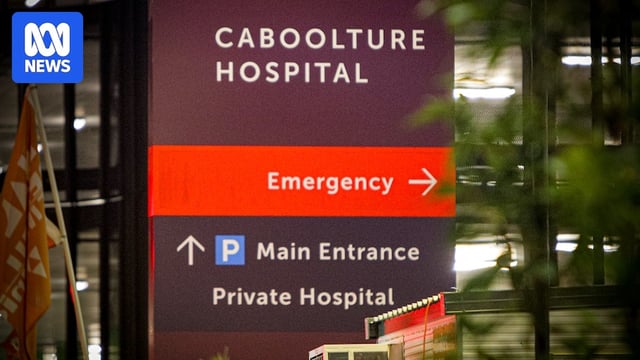 An emergency sign at the front of the Caboolture Hospital.