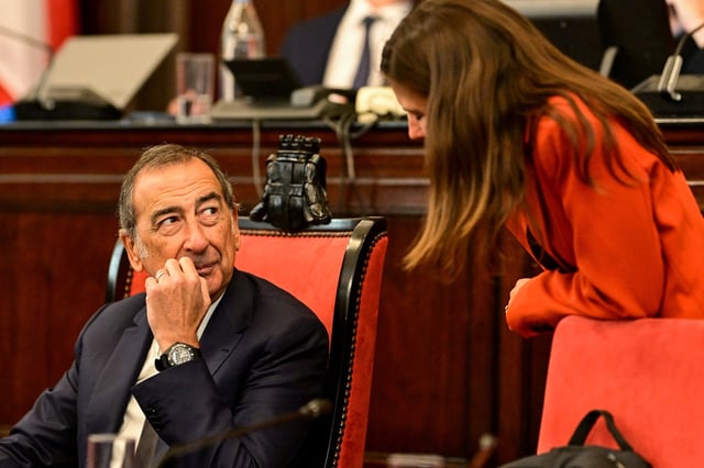 Milan’s Mayor Beppe Sala attends a city council session on the decisive vote over the sale of the San Siro stadium and plans for a new arena, in Milan, Italy, September 29, 2025. REUTERS/Daniele Mascolo
