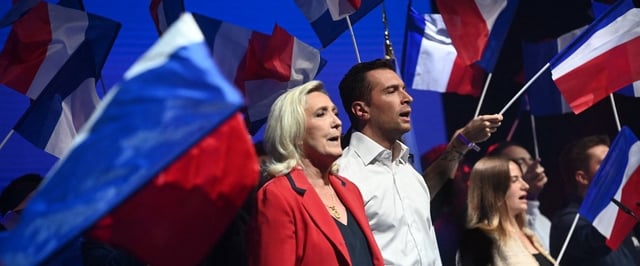 Marine Le Pen et Jordan Bardella, en tête des intentions de vote.