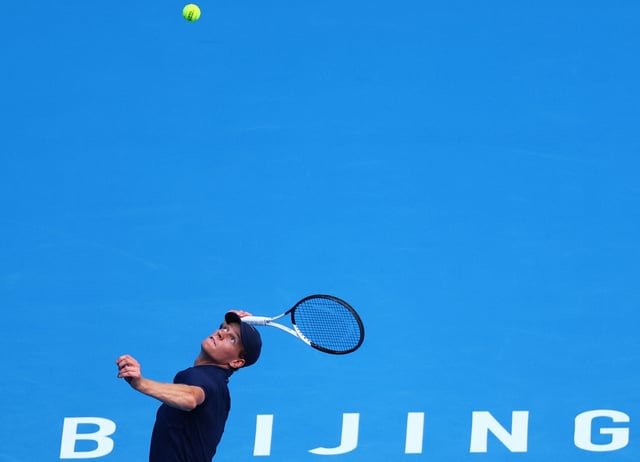 Tennis - China Open - The Beijing Olympic Green Tennis Center, Beijing, China - September 30, 2025 Italy's Jannik Sinner in action during his semi final match against Australia's Alex de Minaur REUTERS/Tingshu Wang
