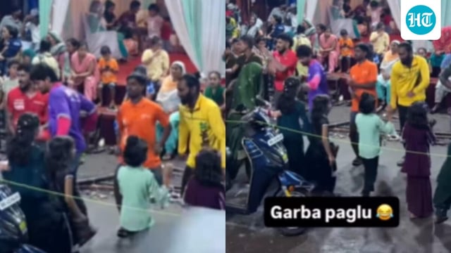 Swiggy, Zomato, Blinkit and Zepto delivery agents danced Garba together at a Navratri event.