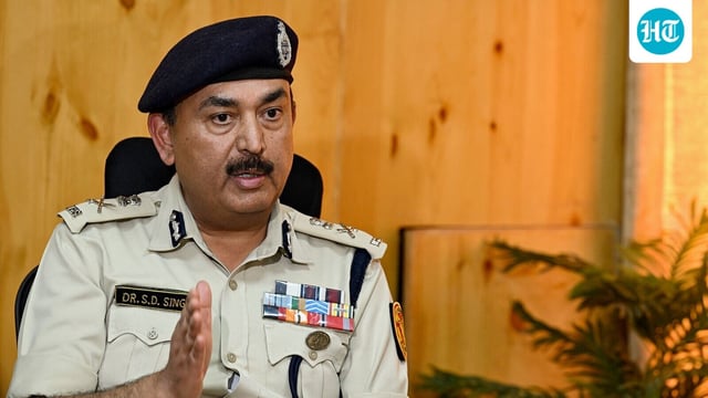 SD Singh Jamwal, Director General of Police (DGP) for the union territory of Ladakh, at a press conference in Leh on September 27, 2025. It was the day activist Sonam Wangchuk was picked up over violent protests in the Himalayan region.