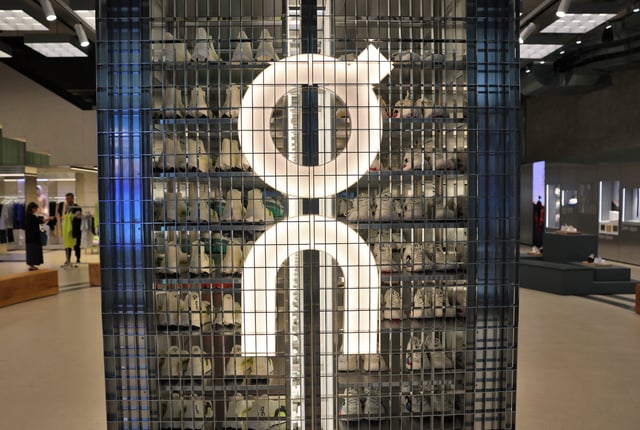 Logo of Swiss shoemaker On is displayed in a shop in Zurich, Switzerland, August 28, 2025. REUTERS/Denis Balibouse