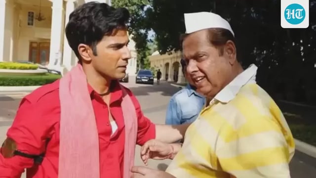 Varun Dhawan and David Dhawan on the sets of their film, Coolie No 1.