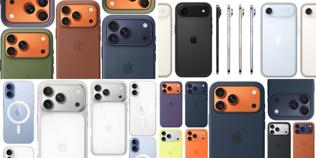 A collage of different colored cell phones