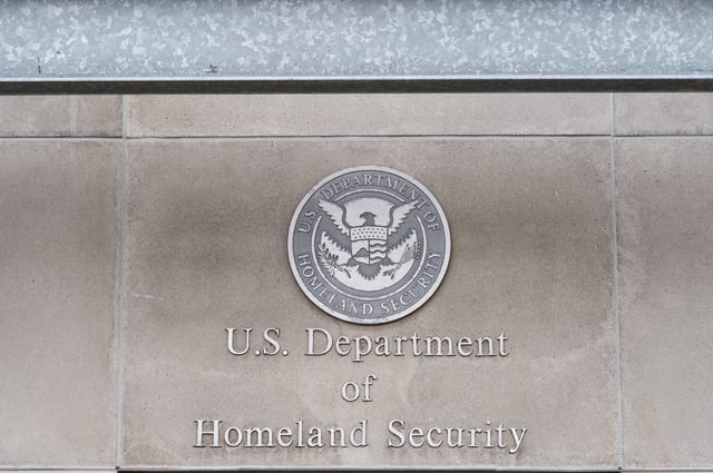 U.S, Department of Homeland Security logo on a federal building pictures in Milwaukee, WI, on 8 March 2016.
