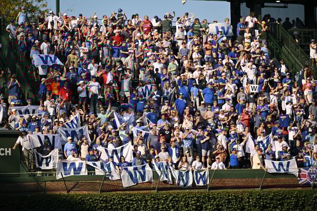 CHICAGO, ILLINOIS – SEPTEMBER 28: Fans after the game between the Chicago Cubs and St. Louis Cardinals at Wrigley Field on September 28, 2025 in Chicago, Illinois. (Photo by Daniel Bartel/Getty Images)