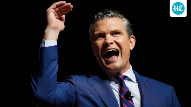 Pete Hegseth speaks to senior military leaders at Marine Corps Base Quantico