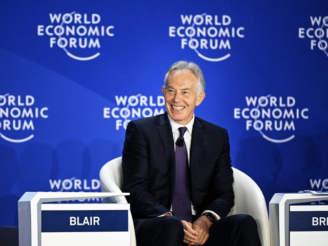TIANJIN, CHINA - JUNE 24: Britain's former prime minister Tony Blair speaks at a session during the 2025 Summer Davos forum at the National Convention and Exhibition Center (Tianjin) on June 24, 2025 in Tianjin, China. The 2025 Summer Davos forum will be held from June 24 to 26 in Tianjin. Also known as the 16th Annual Meeting of New Champions of the World Economic Forum, this year's Summer Davos forum is themed "Entrepreneurship in the New Era" and is expected to bring together around 1,800 participants from over 90 countries and regions. (Photo by Tong Yu/China News Service/VCG via Getty Images)