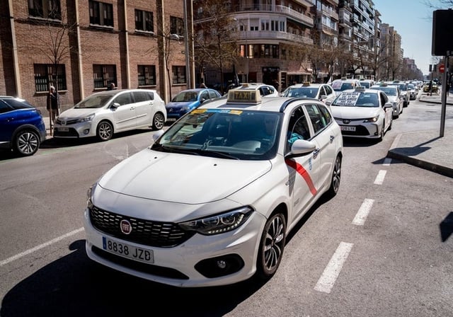 Una de las últimas huelgas de taxis en Madrid, en 2023