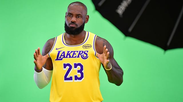 Sep 29, 2025; Los Angeles, CA, USA; Los Angeles Lakers forward LeBron James (23) during media day at UCLA Health Training Center. Mandatory Credit: Gary A. Vasquez-Imagn Images