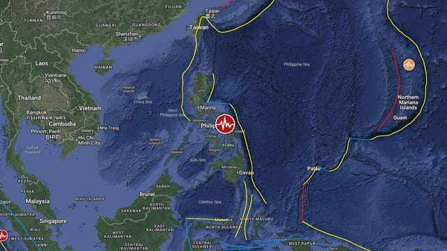 Epicenter of M6.9 earthquake in central Philippines at 13:59 UTC on September 29, 2025. Credit: TW/SAM, Google