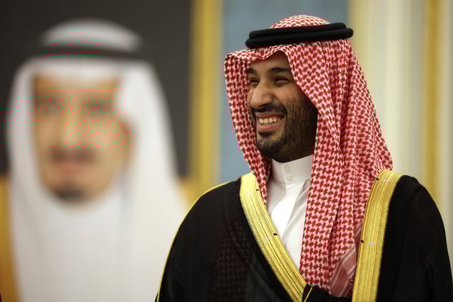 RIYADH, SAUDI ARABIA - MAY 13:  Saudi Crown Prince Mohammed bin Salman attends a “coffee ceremony” with visiting U.S. President Donald Trump at the Saudi Royal Court on May 13, 2025, in Riyadh, Saudi Arabia. Trump begins a multi-nation tour of the Gulf region focused on expanding economic ties and reinforcing security cooperation with key U.S. allies.  (Photo by Win McNamee/Getty Images)