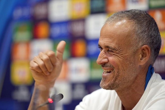 Luis Enrique, en la rueda de prensa antes del entrenamiento del PSG en Montjuïc.