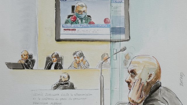 Cédric Jubillar, dans le box des accusés de la cour d’assises du Tarn, lundi, à Albi.