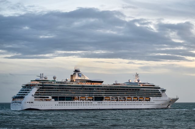 Royal Caribbean Cruises liner Serenade of the Sea leaves the access channel from Le Havre harbour, northern France, on May 8, 2019.