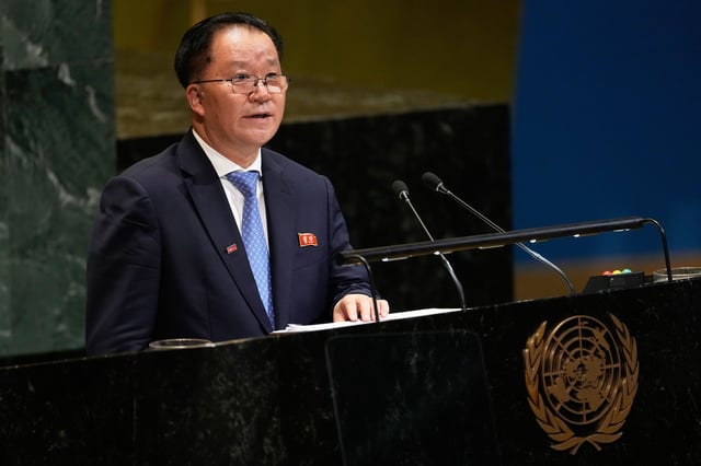 Vice Minister for Foreign Affairs for North Korea Kim Son Gyong addresses the 80th session of the United Nations General Assembly at United Nations headquarters, Monday, Sept. 29, 2025. (AP Photo/Seth Wenig)