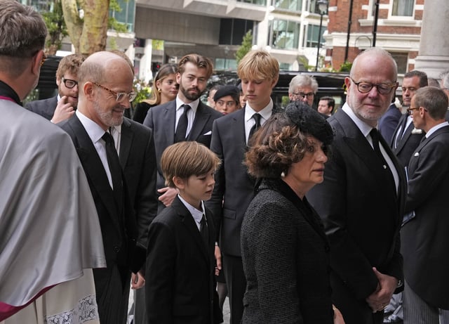 Lord Nicholas Windsor and his sons are seen entering the Duchess of Kent's funeral on September 16.